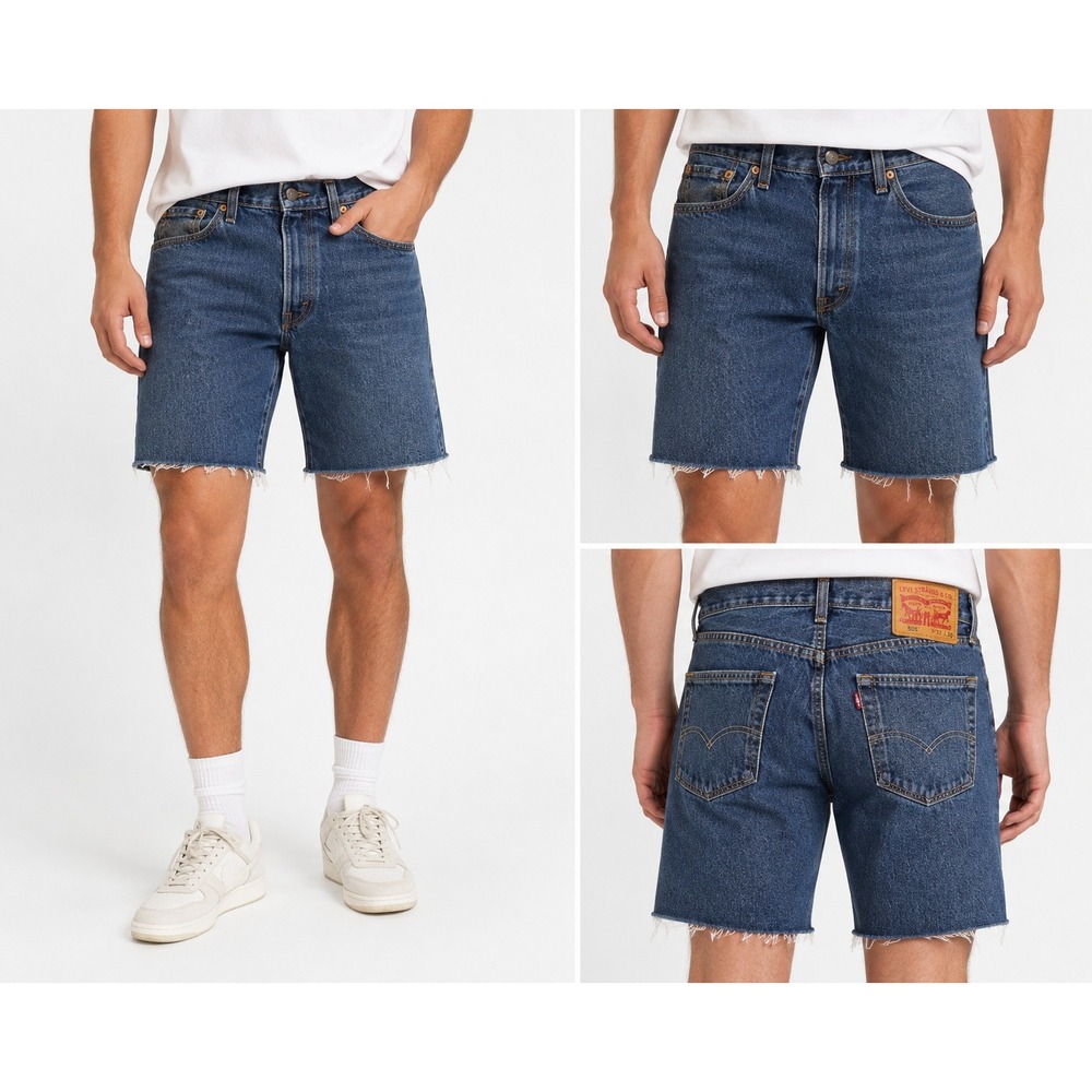 Levis 505 Men's Cutoff Denim Shorts Size 32 Raw Hem DIY Jean Shorts Medium Wash